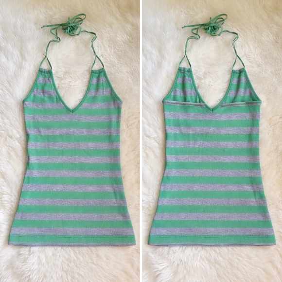 Ella Moss Tops - Ella Moss Spaghetti Strap Halter Tank in Green + Gray w/Built in bra - XS